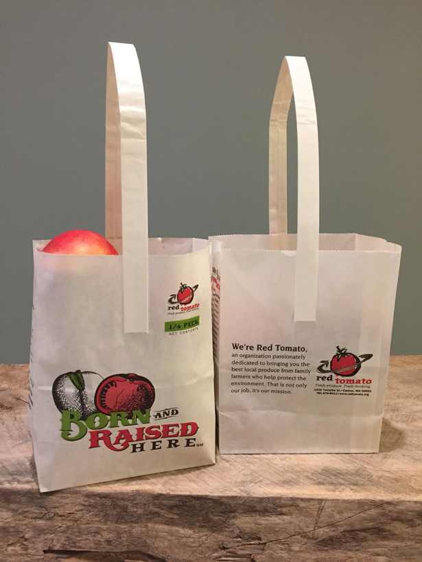 Red Tomato's original "Born and Raised Here" apple totes