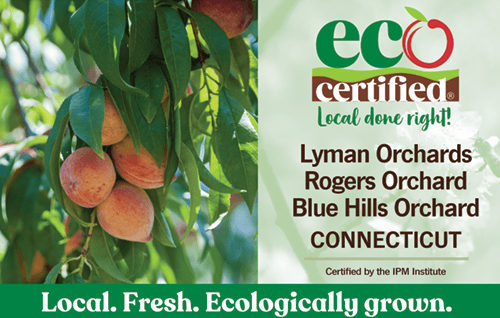Ecocertified Point of Sale postcard, customized with A list of farmers from the Connecticut region